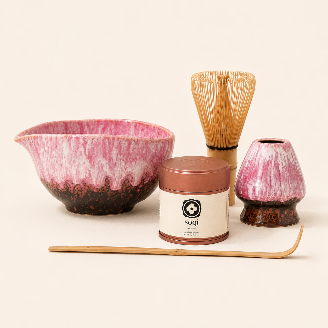 Pink Flow Glaze Matcha Ritual Set