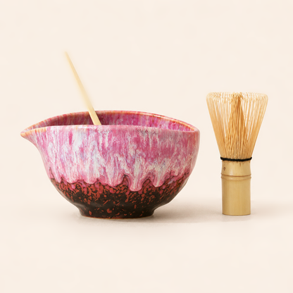 Pink Flow Glaze Matcha Ritual Set