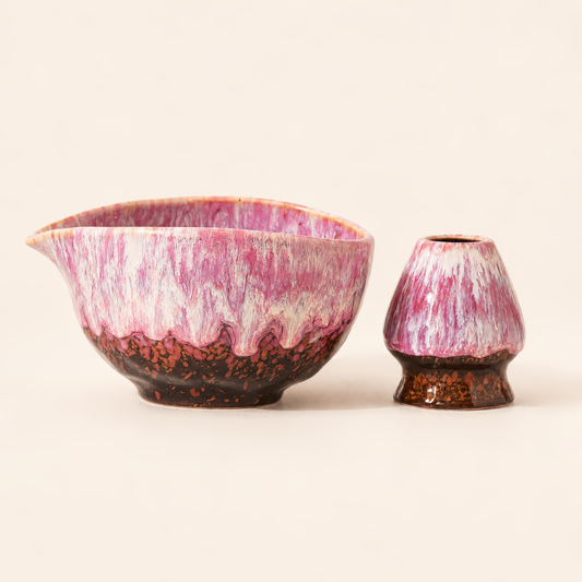 Pink Flow Glaze Matcha Ritual Set